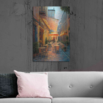 Luxe Metal Art 'Café Van Gogh 2008 Arles France' by Haixia Liu, Metal Wall Art,24x36