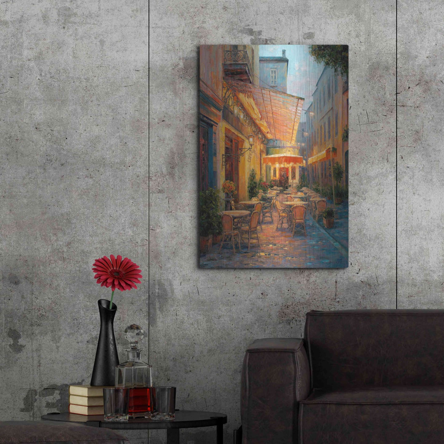 Luxe Metal Art 'Café Van Gogh 2008 Arles France' by Haixia Liu, Metal Wall Art,24x36