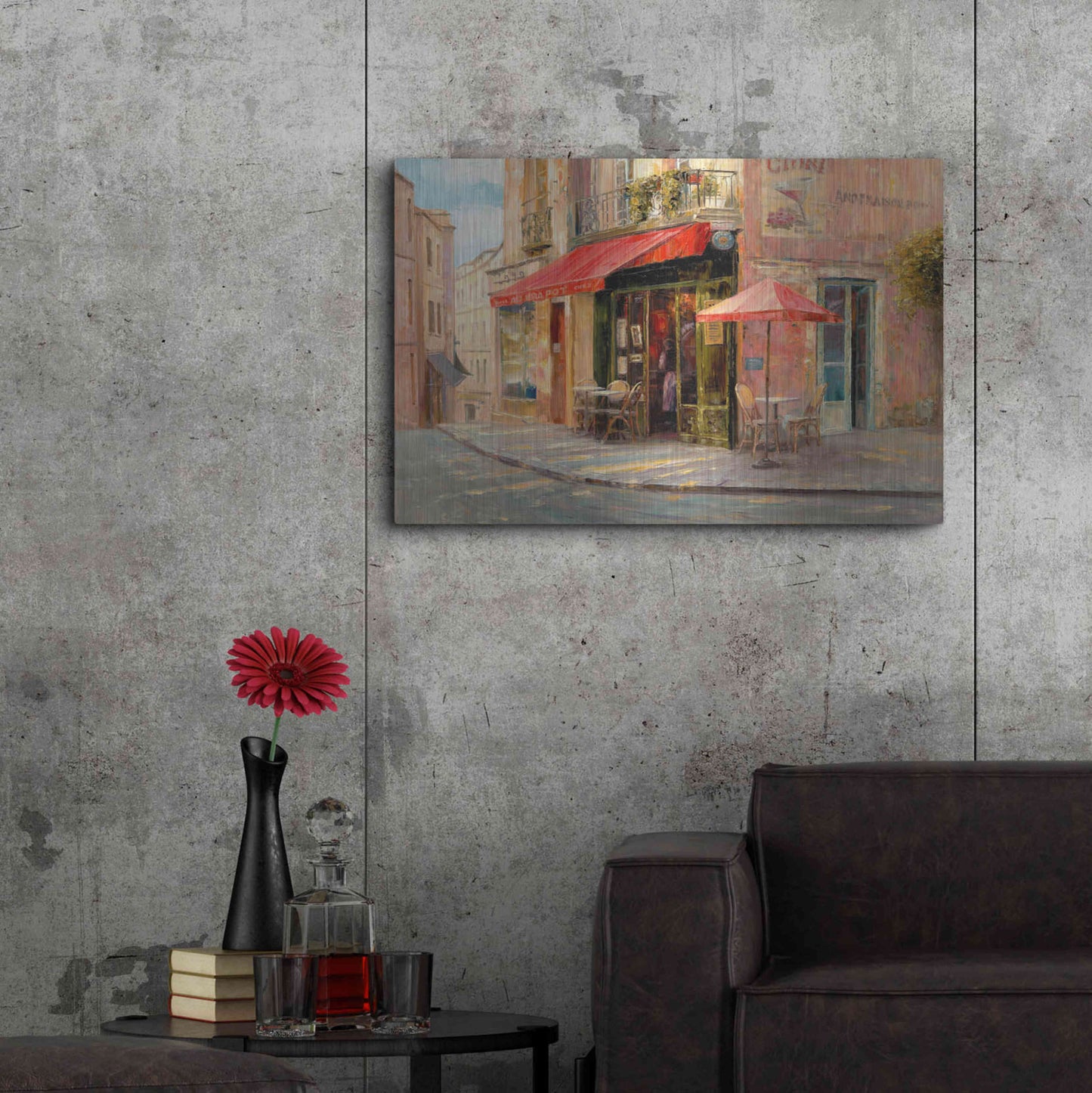 Luxe Metal Art 'Hillside Café' by Haixia Liu, Metal Wall Art,36x24