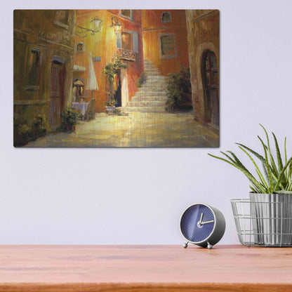 Luxe Metal Art 'Lighted Alley' by Haixia Liu, Metal Wall Art,16x12