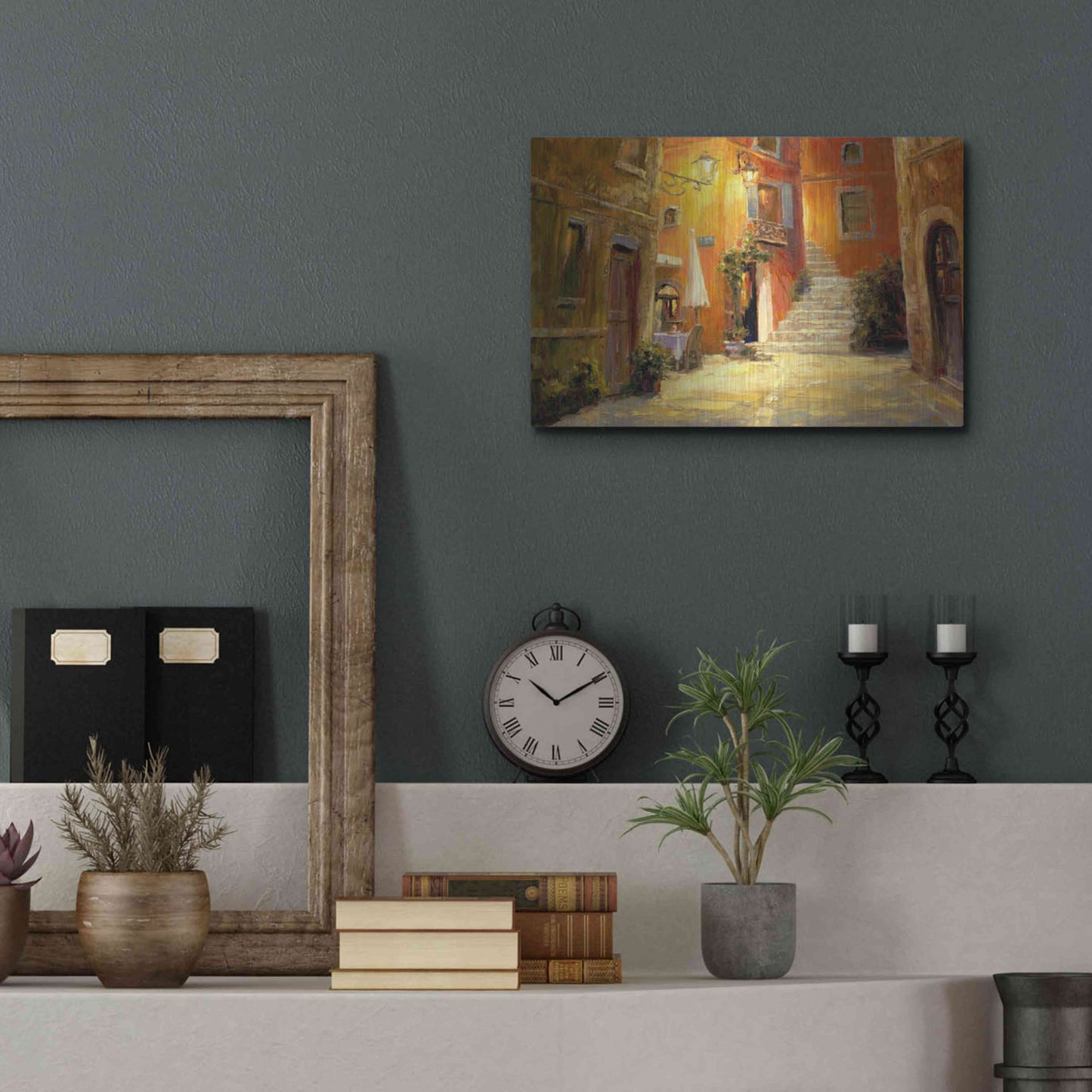 Luxe Metal Art 'Lighted Alley' by Haixia Liu, Metal Wall Art,16x12