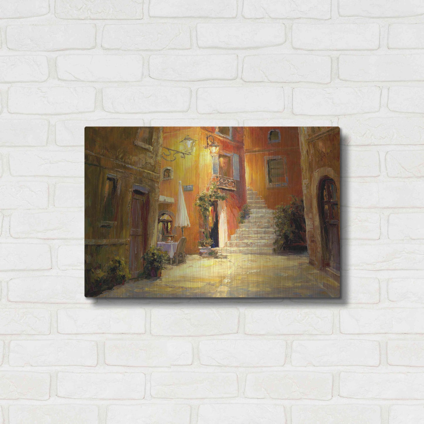 Luxe Metal Art 'Lighted Alley' by Haixia Liu, Metal Wall Art,24x16