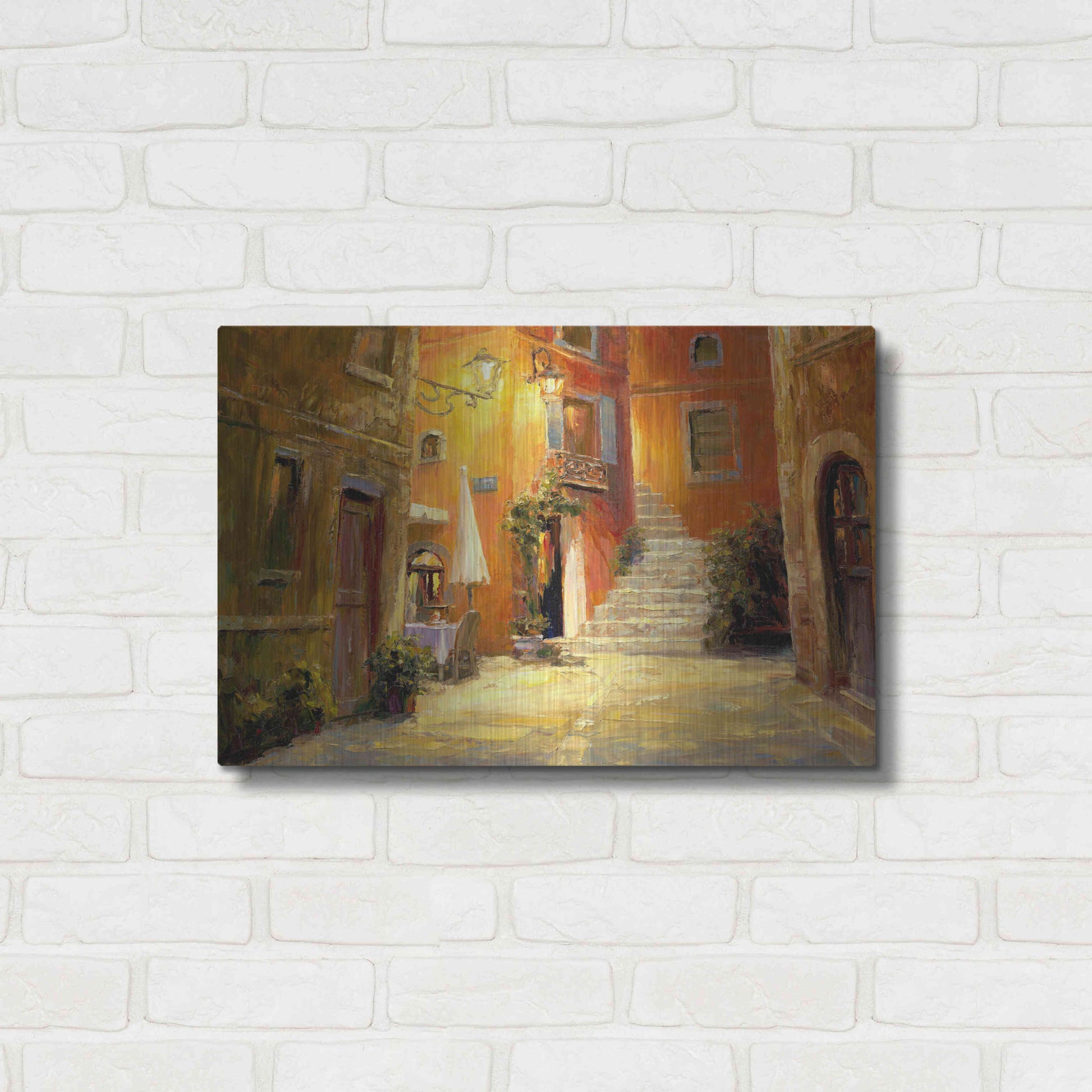 Luxe Metal Art 'Lighted Alley' by Haixia Liu, Metal Wall Art,24x16