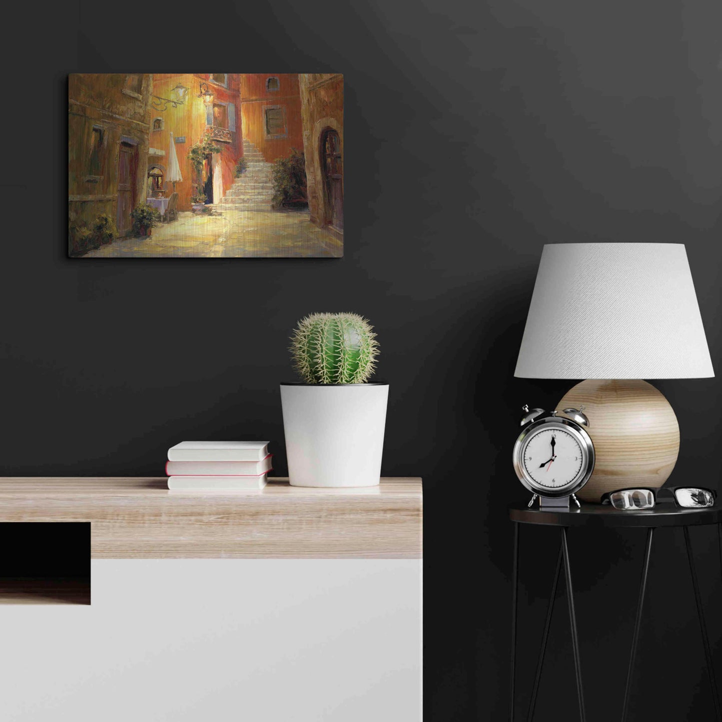 Luxe Metal Art 'Lighted Alley' by Haixia Liu, Metal Wall Art,24x16