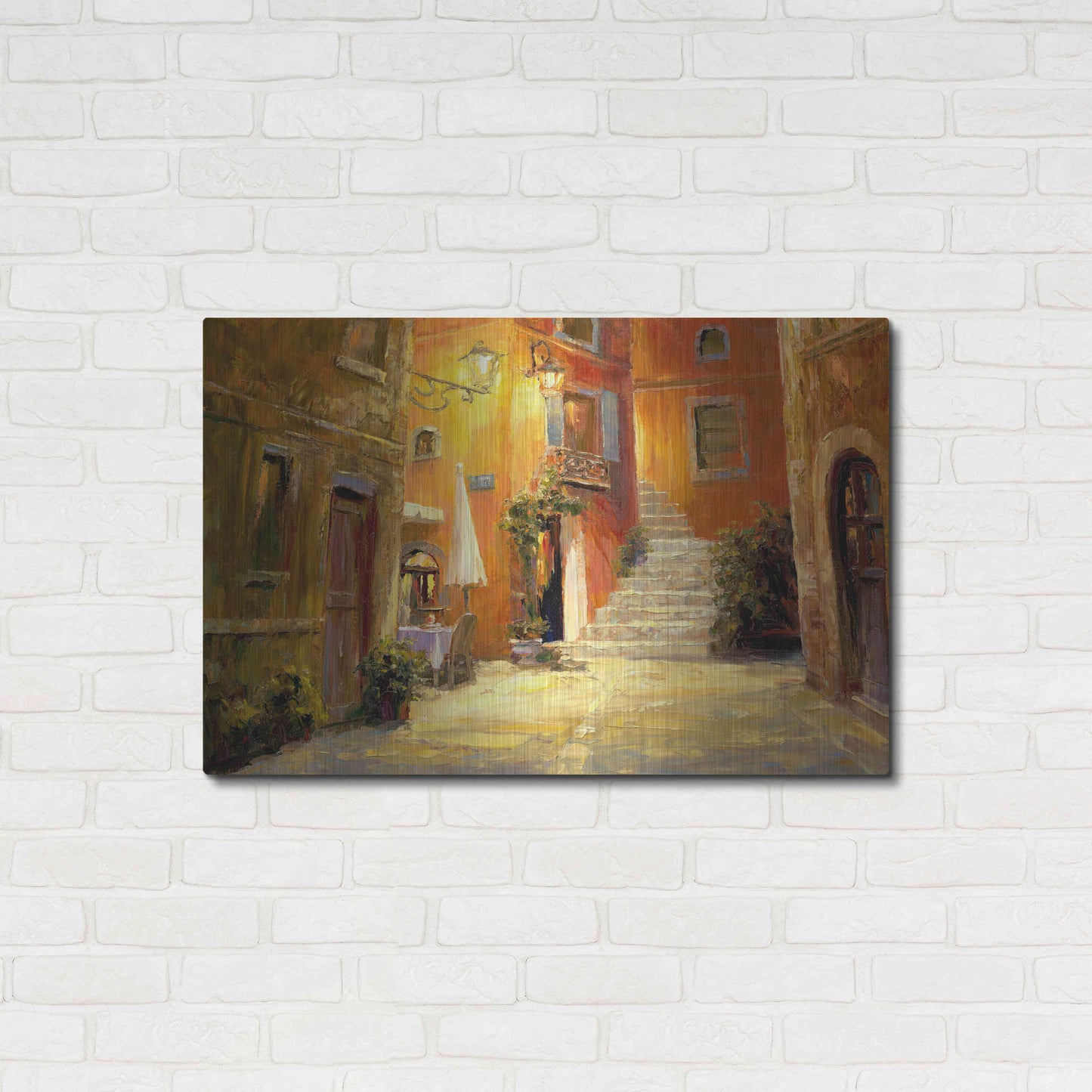 Luxe Metal Art 'Lighted Alley' by Haixia Liu, Metal Wall Art,36x24