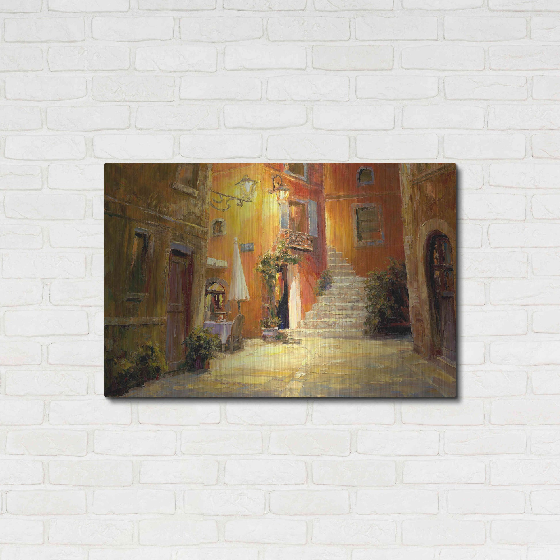 Luxe Metal Art 'Lighted Alley' by Haixia Liu, Metal Wall Art,36x24