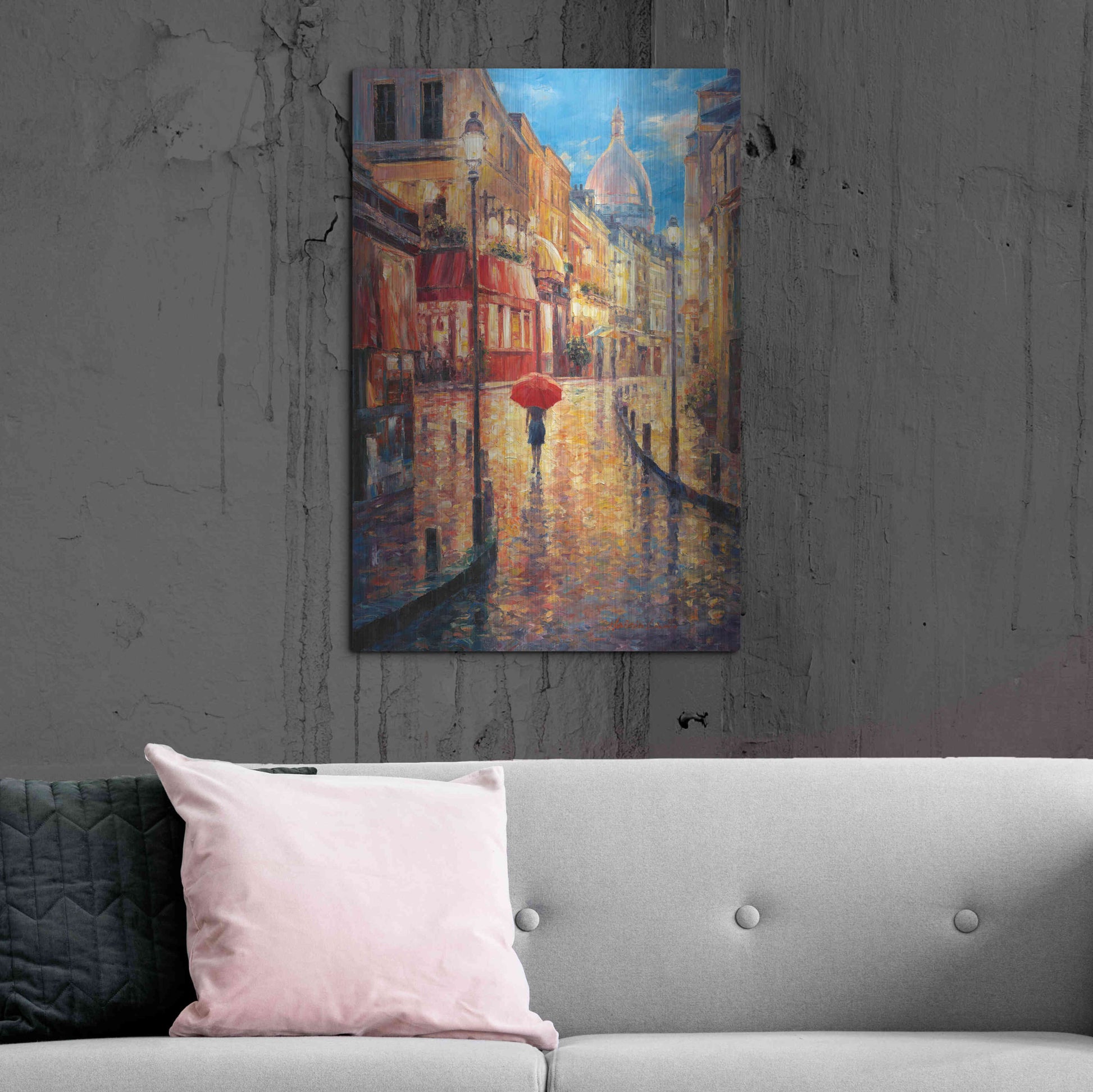 Luxe Metal Art 'Montmartre Evening' by Haixia Liu, Metal Wall Art,24x36