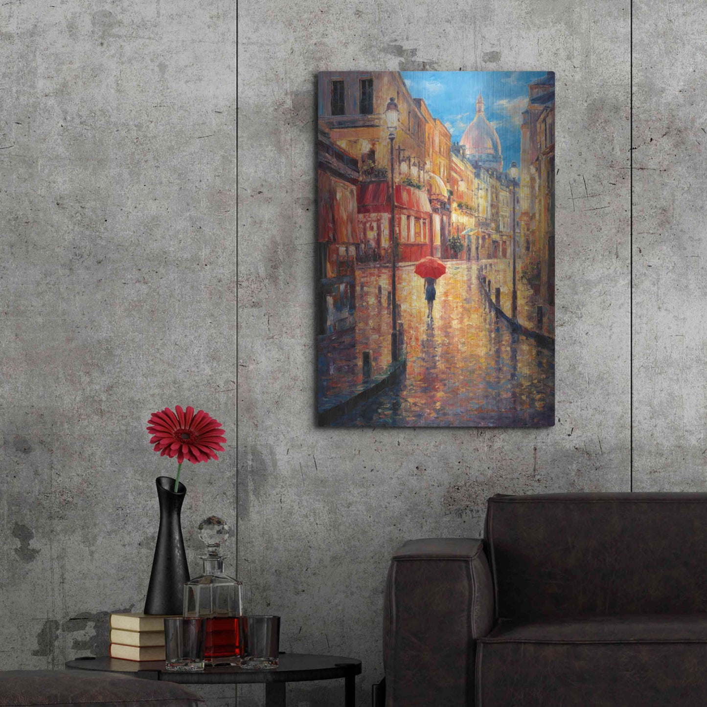 Luxe Metal Art 'Montmartre Evening' by Haixia Liu, Metal Wall Art,24x36