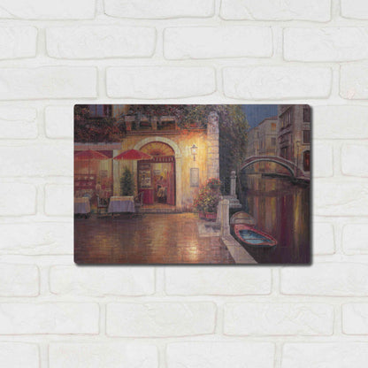 Luxe Metal Art 'Night Café after Rain' by Haixia Liu, Metal Wall Art,16x12