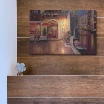 Luxe Metal Art 'Night Café after Rain' by Haixia Liu, Metal Wall Art,16x12