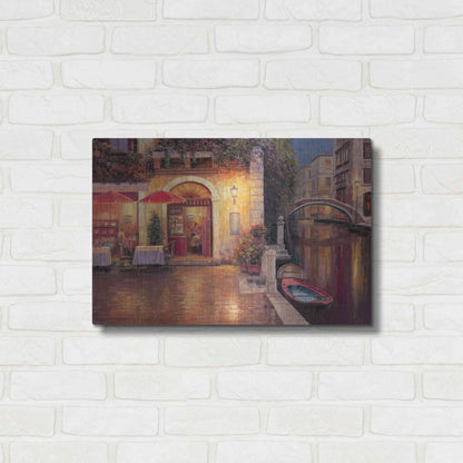 Luxe Metal Art 'Night Café after Rain' by Haixia Liu, Metal Wall Art,24x16