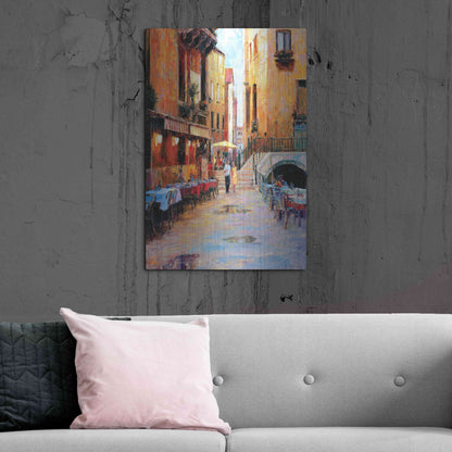 Luxe Metal Art 'Street Café after Rain' by Haixia Liu, Metal Wall Art,24x36