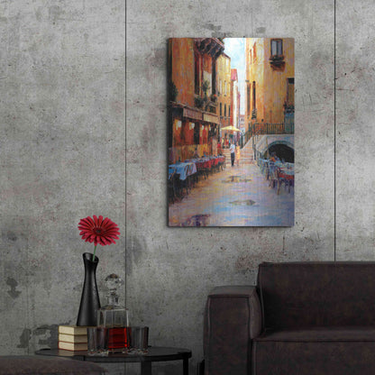 Luxe Metal Art 'Street Café after Rain' by Haixia Liu, Metal Wall Art,24x36