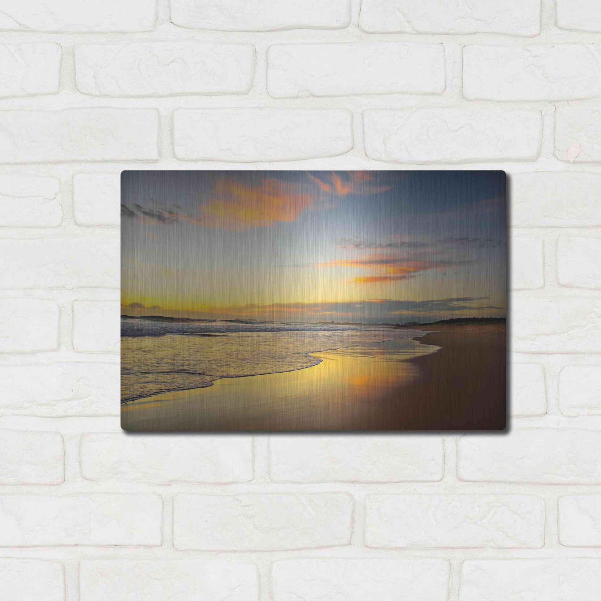 Luxe Metal Art 'Beach Dawn' by Tracie Louise, Metal Wall Art,16x12