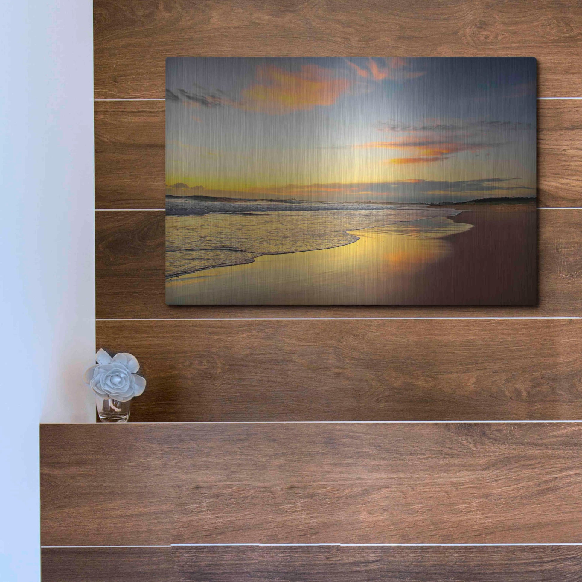 Luxe Metal Art 'Beach Dawn' by Tracie Louise, Metal Wall Art,16x12