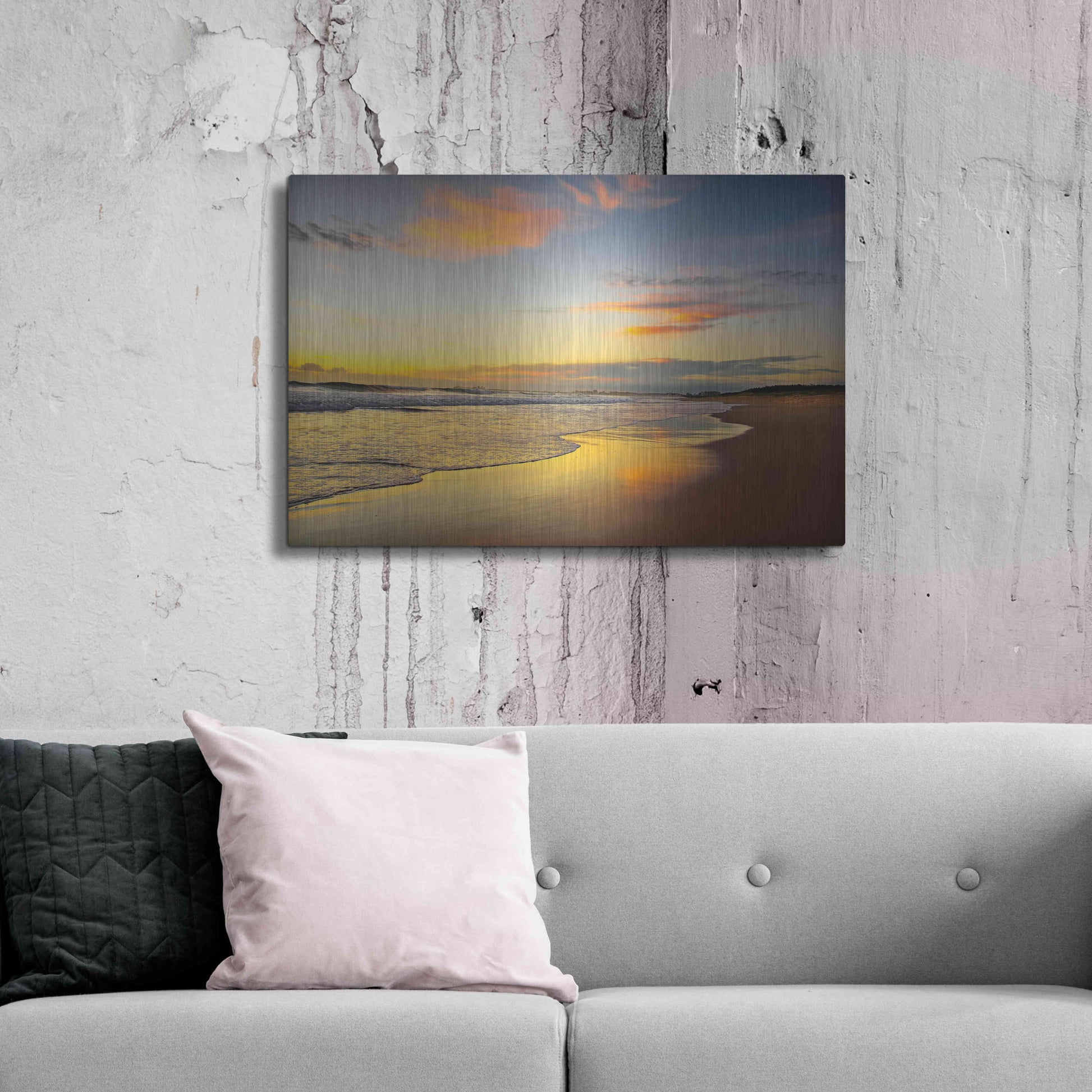 Luxe Metal Art 'Beach Dawn' by Tracie Louise, Metal Wall Art,36x24