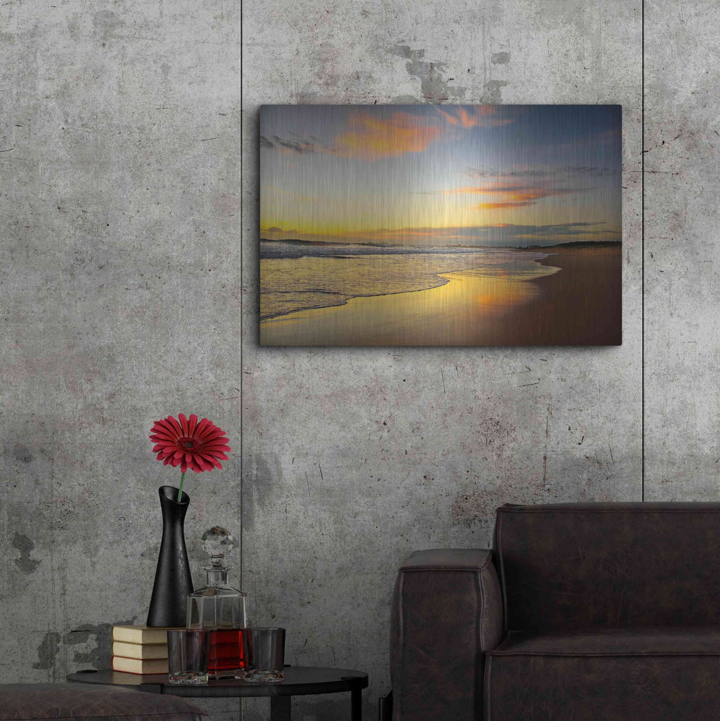 Luxe Metal Art 'Beach Dawn' by Tracie Louise, Metal Wall Art,36x24