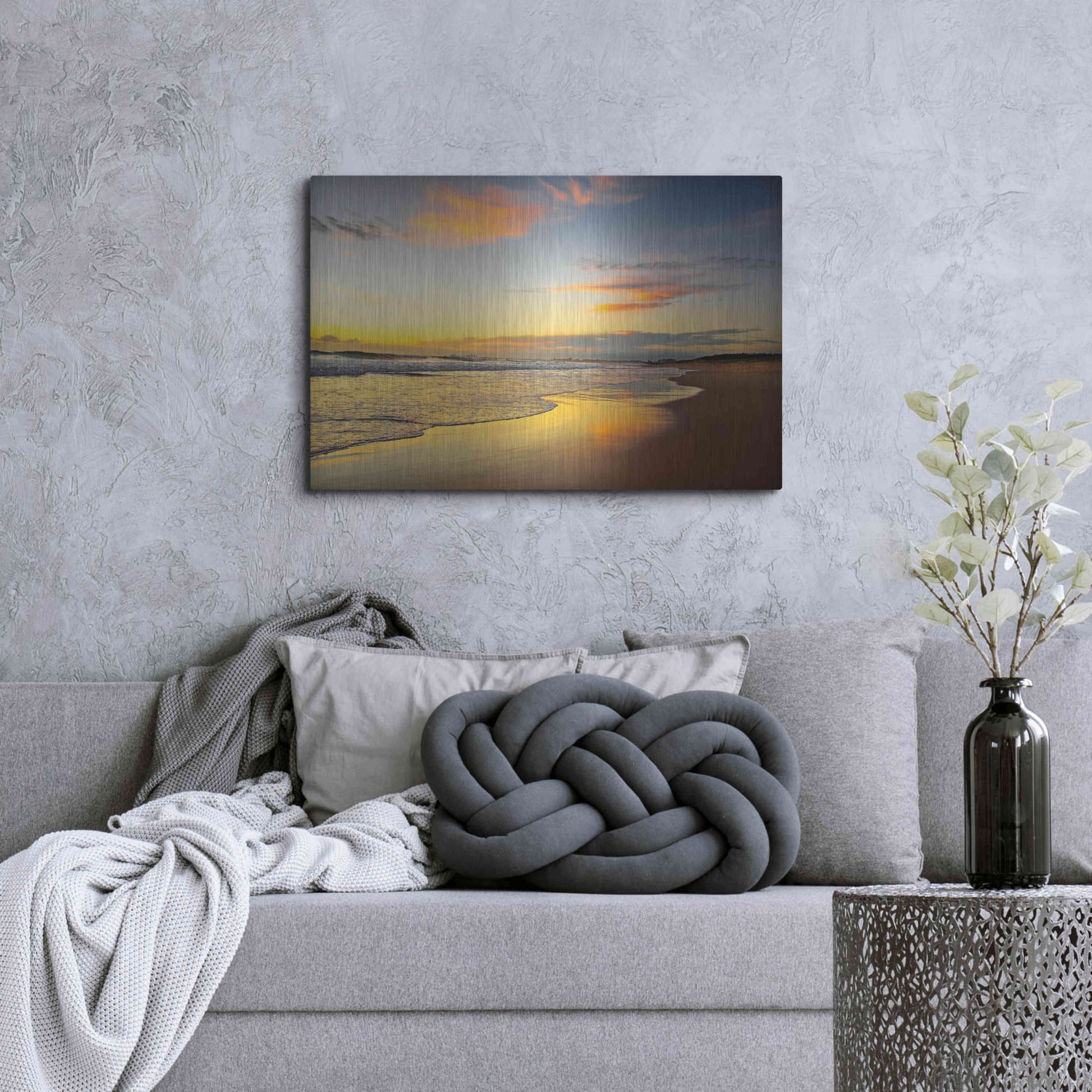 Luxe Metal Art 'Beach Dawn' by Tracie Louise, Metal Wall Art,36x24