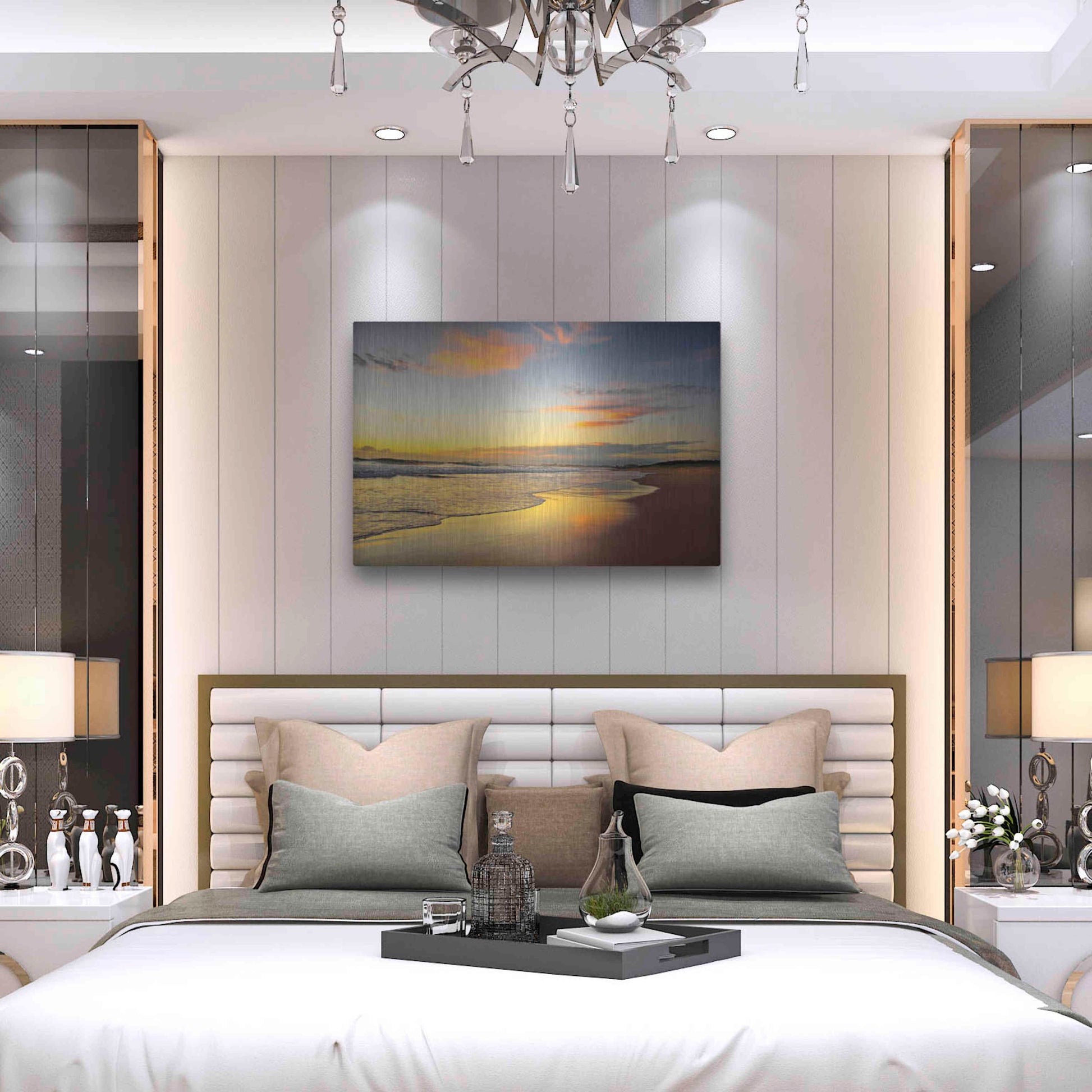 Luxe Metal Art 'Beach Dawn' by Tracie Louise, Metal Wall Art,36x24