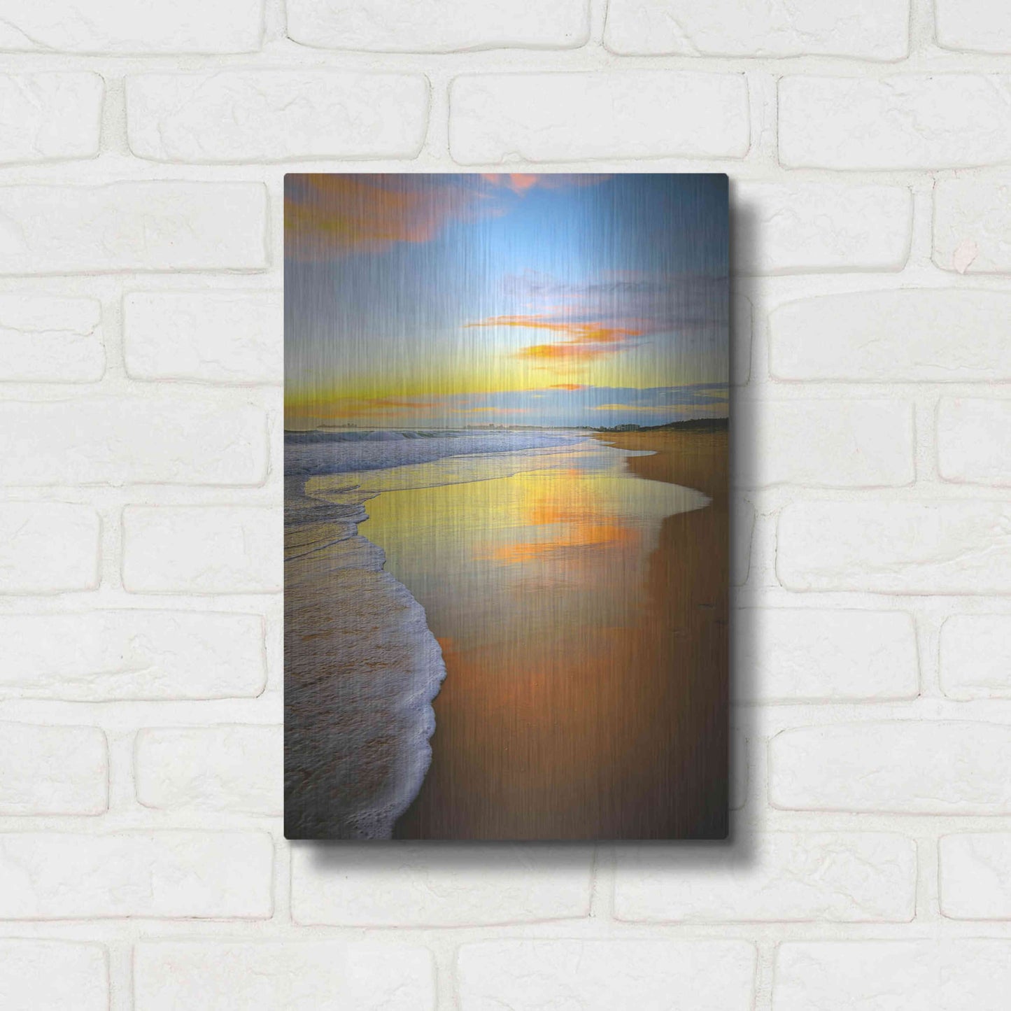 Luxe Metal Art 'Beach Sunrise' by Tracie Louise, Metal Wall Art,12x16