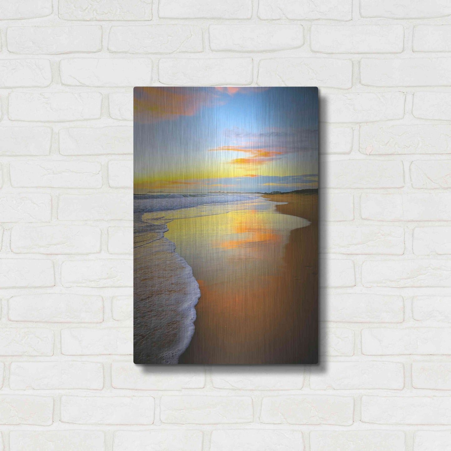 Luxe Metal Art 'Beach Sunrise' by Tracie Louise, Metal Wall Art,16x24