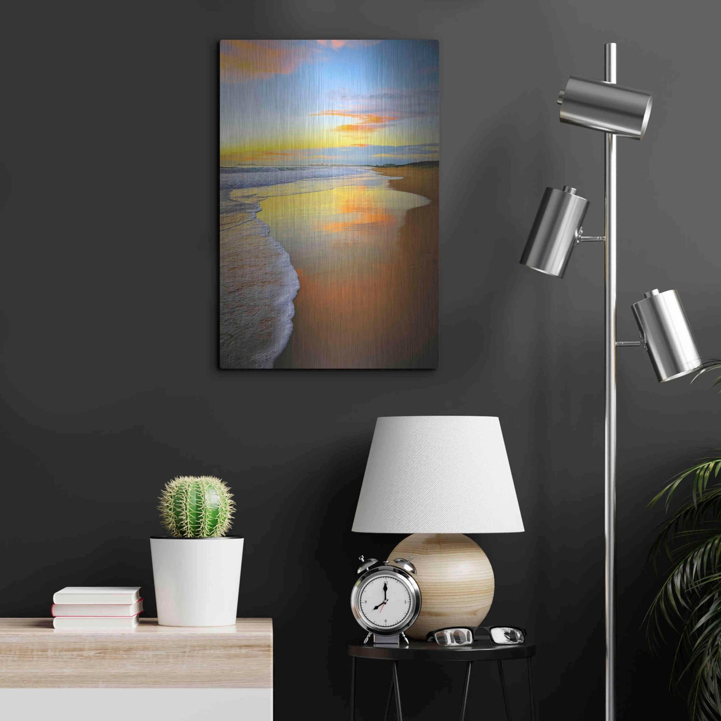 Luxe Metal Art 'Beach Sunrise' by Tracie Louise, Metal Wall Art,16x24