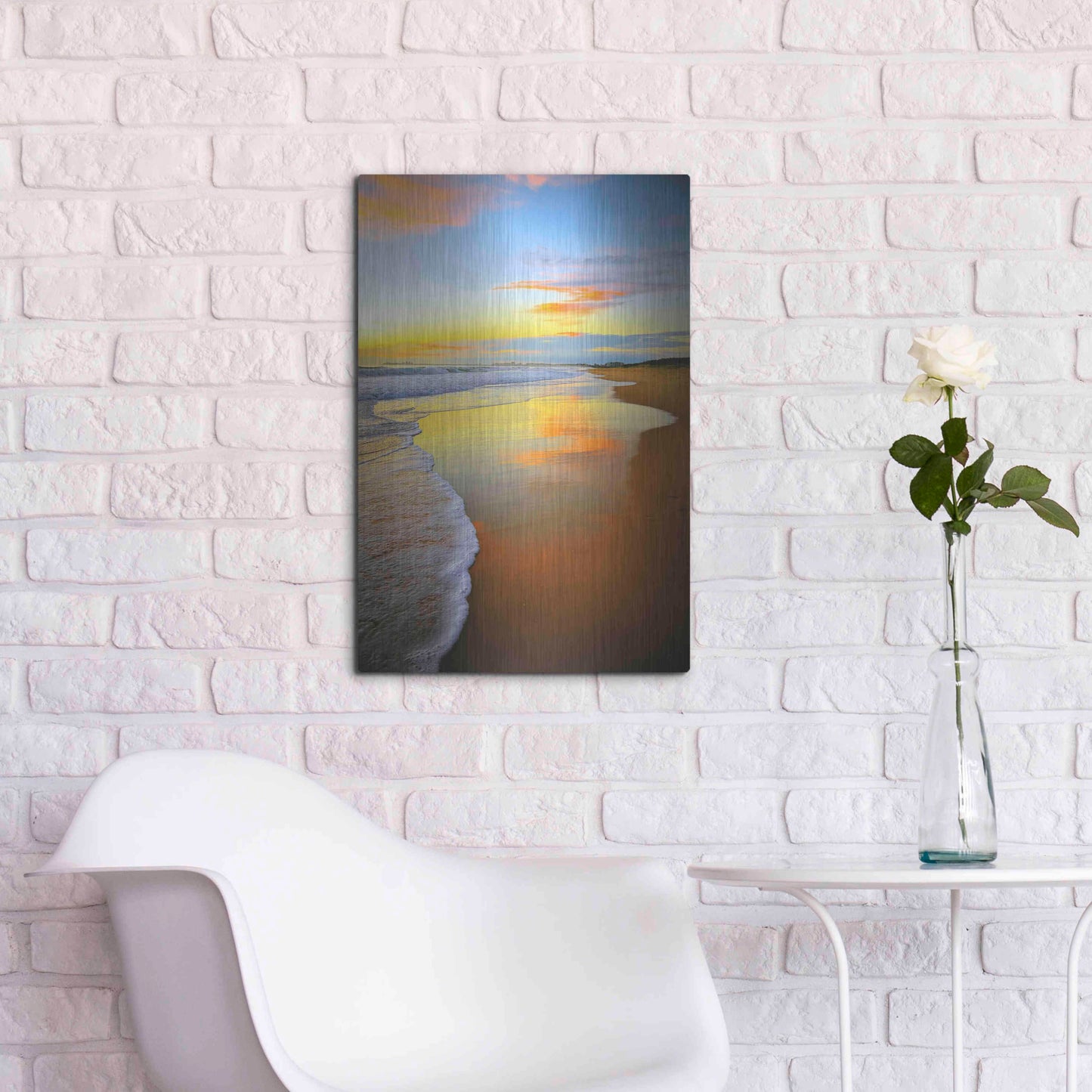 Luxe Metal Art 'Beach Sunrise' by Tracie Louise, Metal Wall Art,16x24