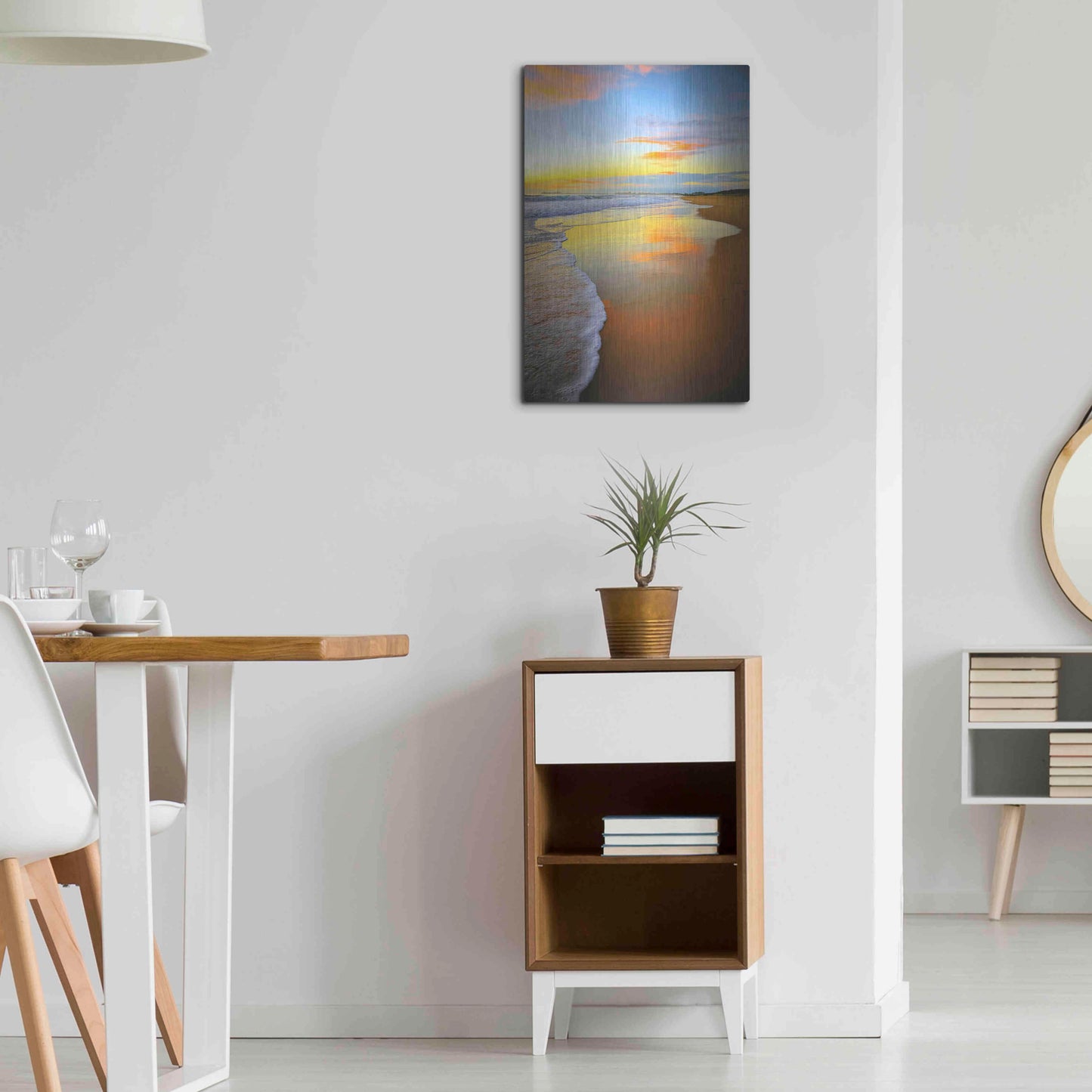 Luxe Metal Art 'Beach Sunrise' by Tracie Louise, Metal Wall Art,16x24