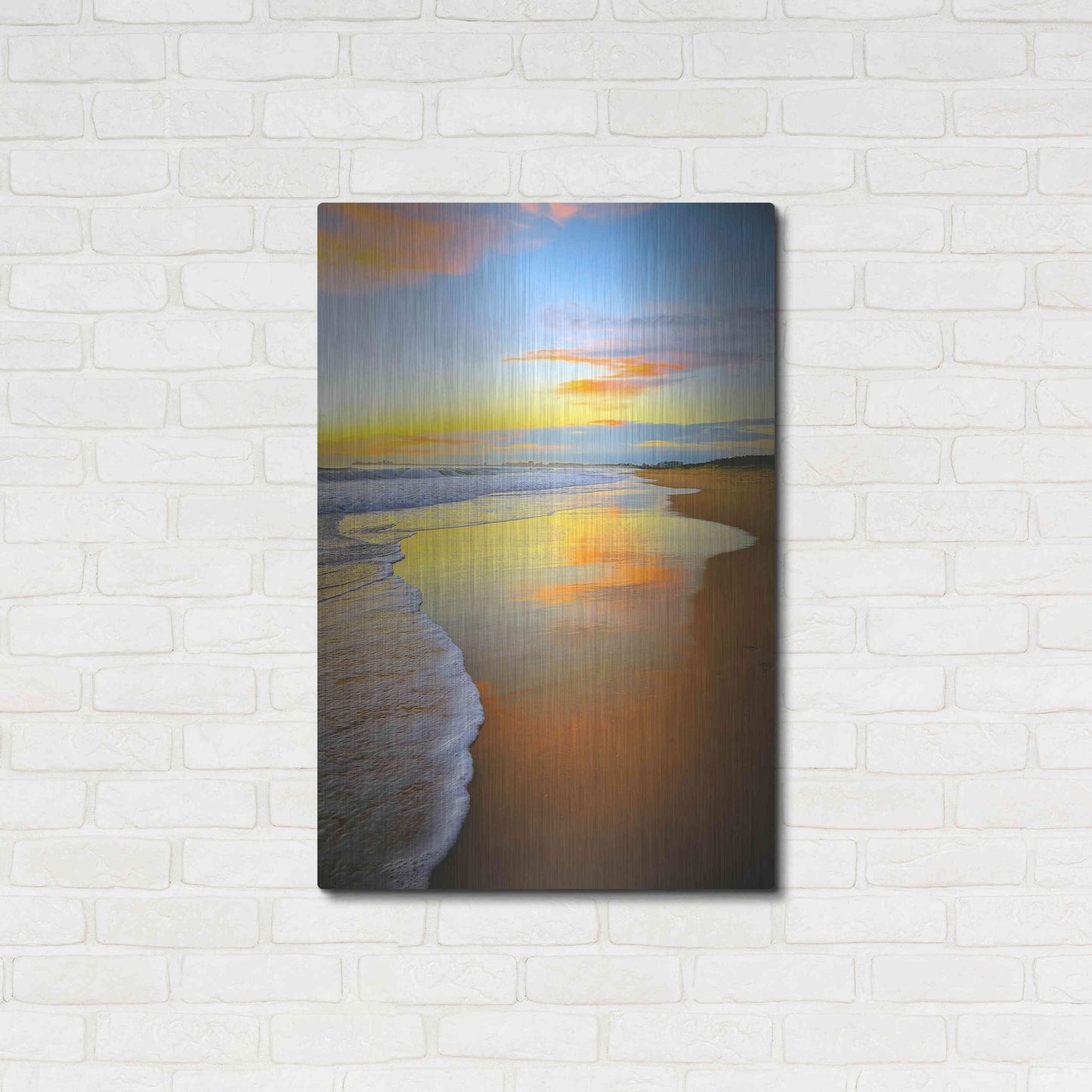 Luxe Metal Art 'Beach Sunrise' by Tracie Louise, Metal Wall Art,24x36