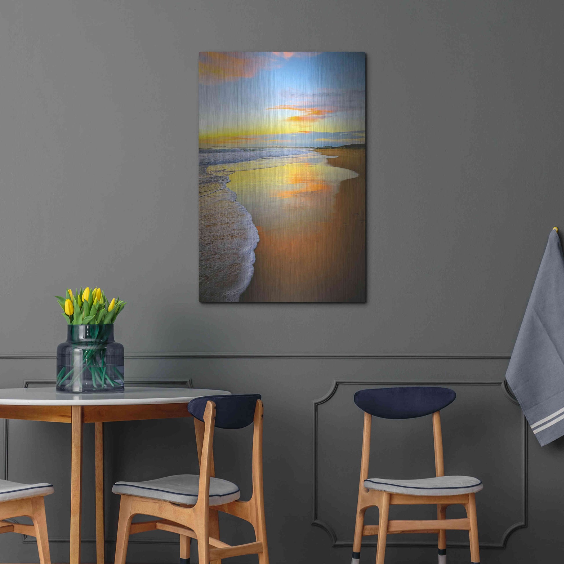 Luxe Metal Art 'Beach Sunrise' by Tracie Louise, Metal Wall Art,24x36