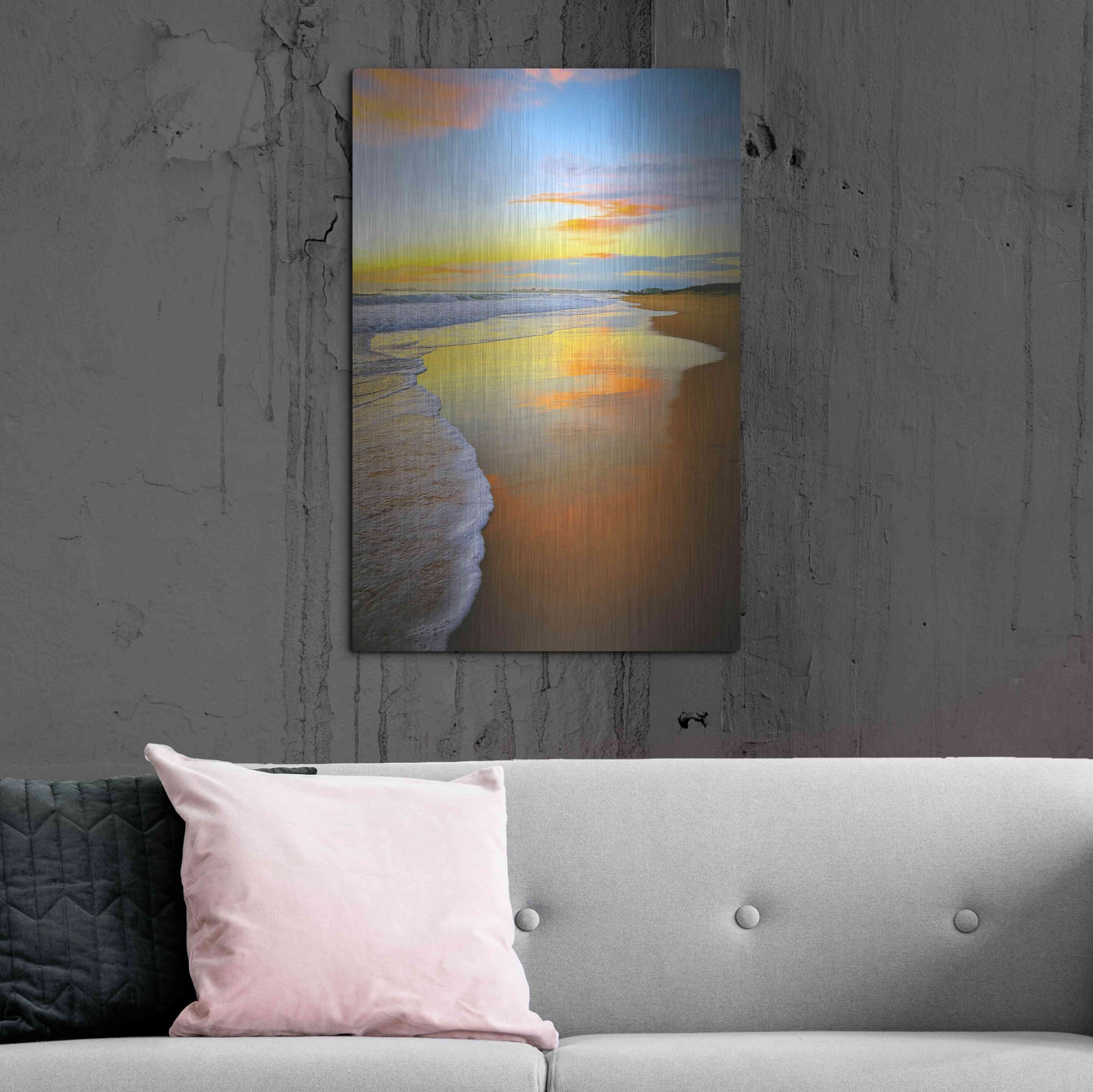 Luxe Metal Art 'Beach Sunrise' by Tracie Louise, Metal Wall Art,24x36