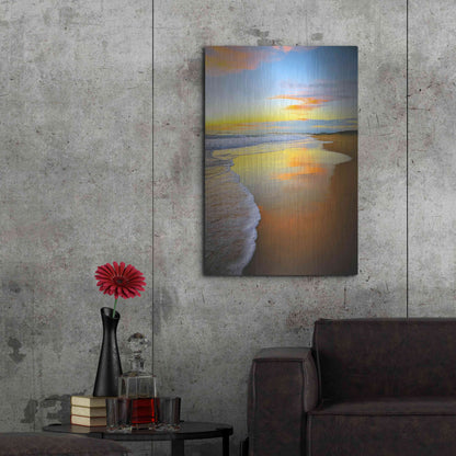 Luxe Metal Art 'Beach Sunrise' by Tracie Louise, Metal Wall Art,24x36