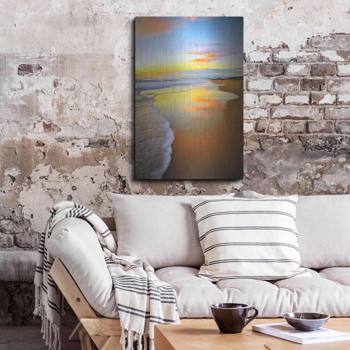 Luxe Metal Art 'Beach Sunrise' by Tracie Louise, Metal Wall Art,24x36