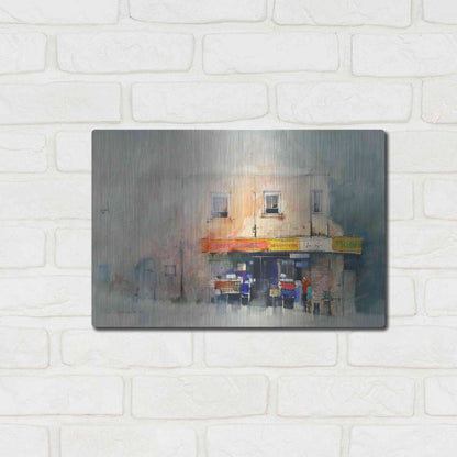 Luxe Metal Art 'Corner Store' by John Lovett, Metal Wall Art,16x12