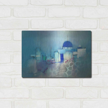 Luxe Metal Art 'Santorini Blue' by John Lovett, Metal Wall Art,16x12