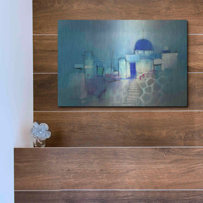 Luxe Metal Art 'Santorini Blue' by John Lovett, Metal Wall Art,16x12