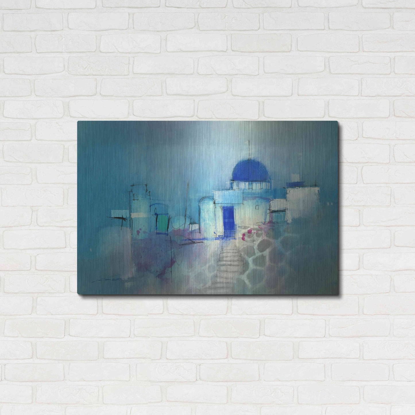 Luxe Metal Art 'Santorini Blue' by John Lovett, Metal Wall Art,36x24