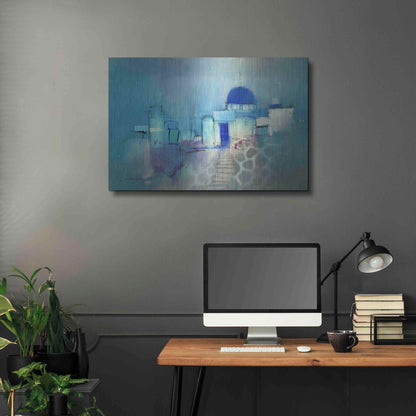 Luxe Metal Art 'Santorini Blue' by John Lovett, Metal Wall Art,36x24