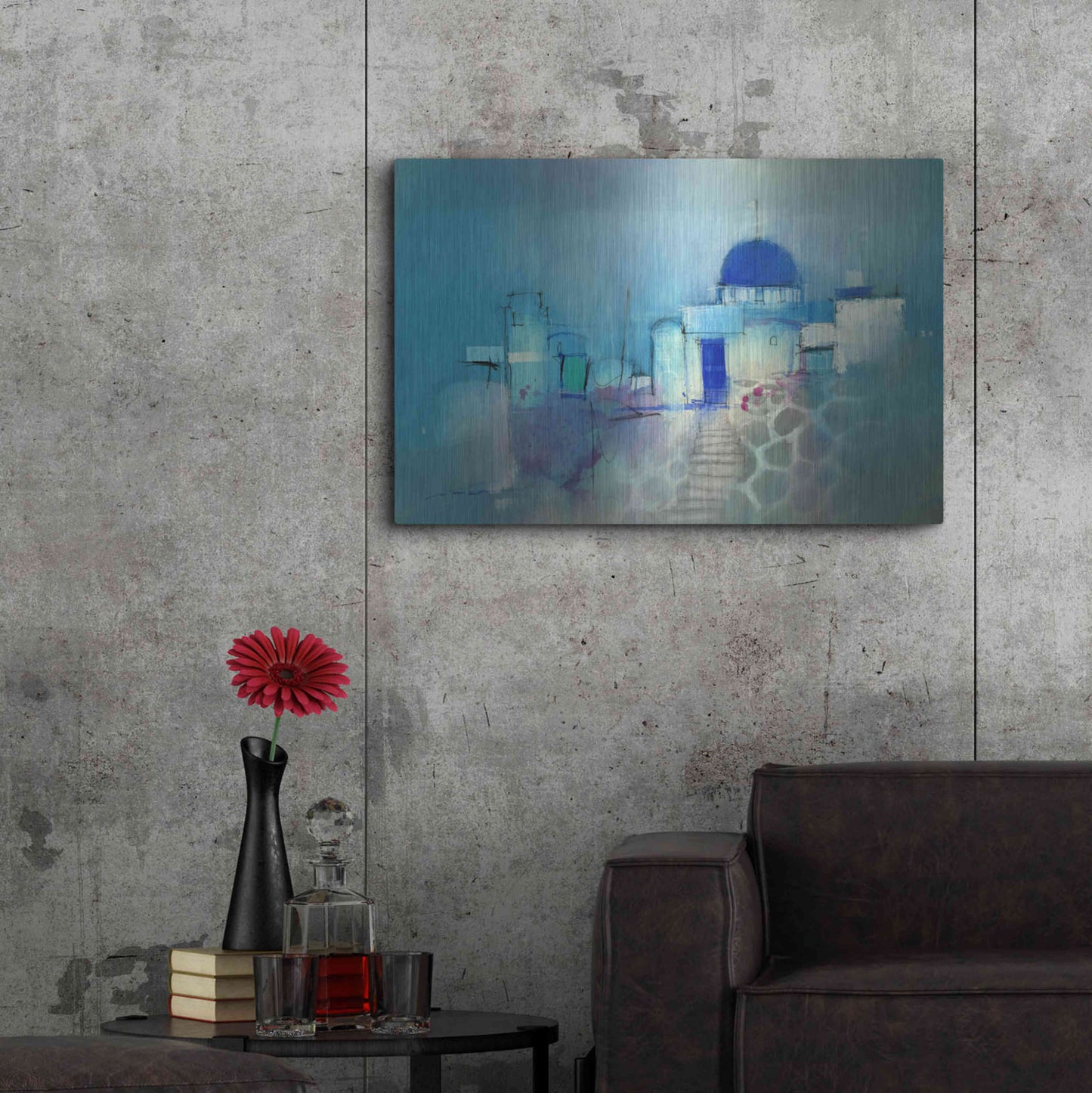 Luxe Metal Art 'Santorini Blue' by John Lovett, Metal Wall Art,36x24