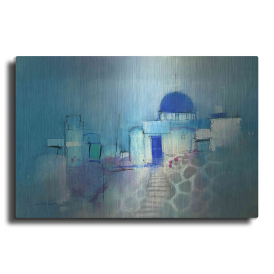 Luxe Metal Art 'Santorini Blue' by John Lovett, Metal Wall Art