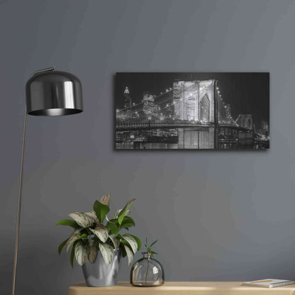 Luxe Metal Art 'Brooklyn Bridge at Night' by Jet Lowe, Metal Wall Art,24x12