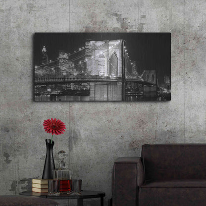 Luxe Metal Art 'Brooklyn Bridge at Night' by Jet Lowe, Metal Wall Art,48x24