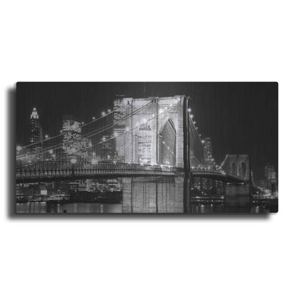 Luxe Metal Art 'Brooklyn Bridge at Night' by Jet Lowe, Metal Wall Art