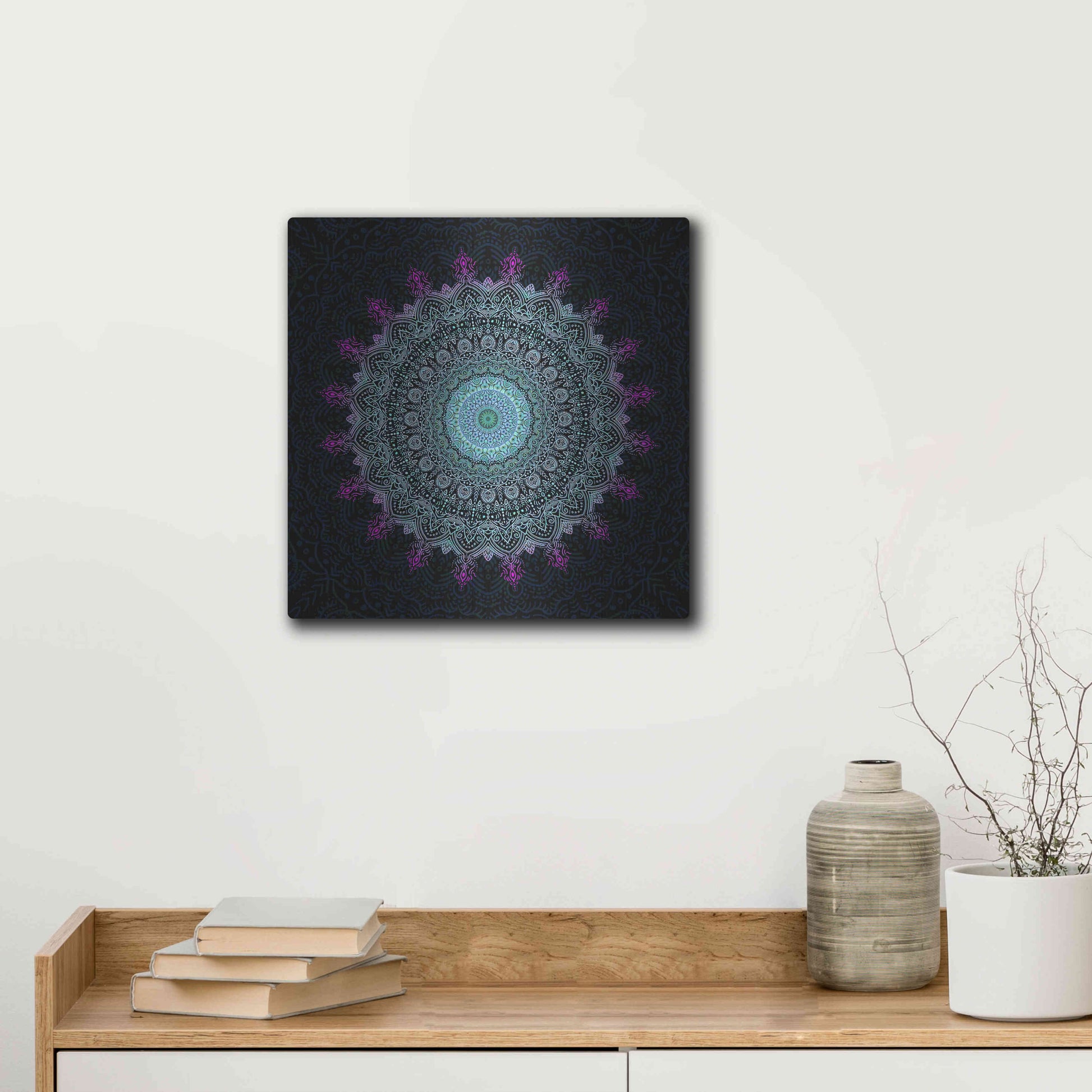 Luxe Metal Art 'Zen Mandala 1' by Cameron Gray, Metal Wall Art,12x12