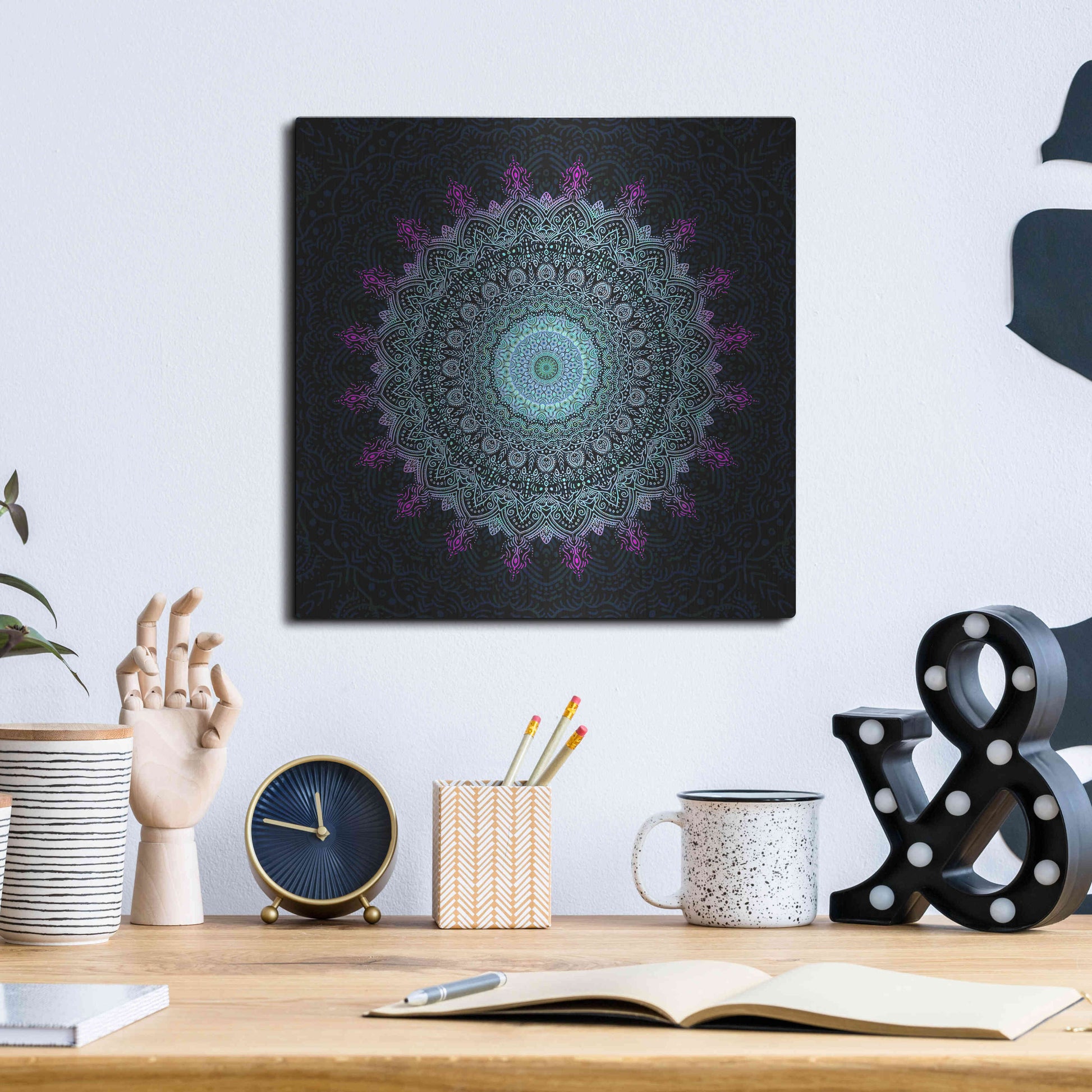 Luxe Metal Art 'Zen Mandala 1' by Cameron Gray, Metal Wall Art,12x12