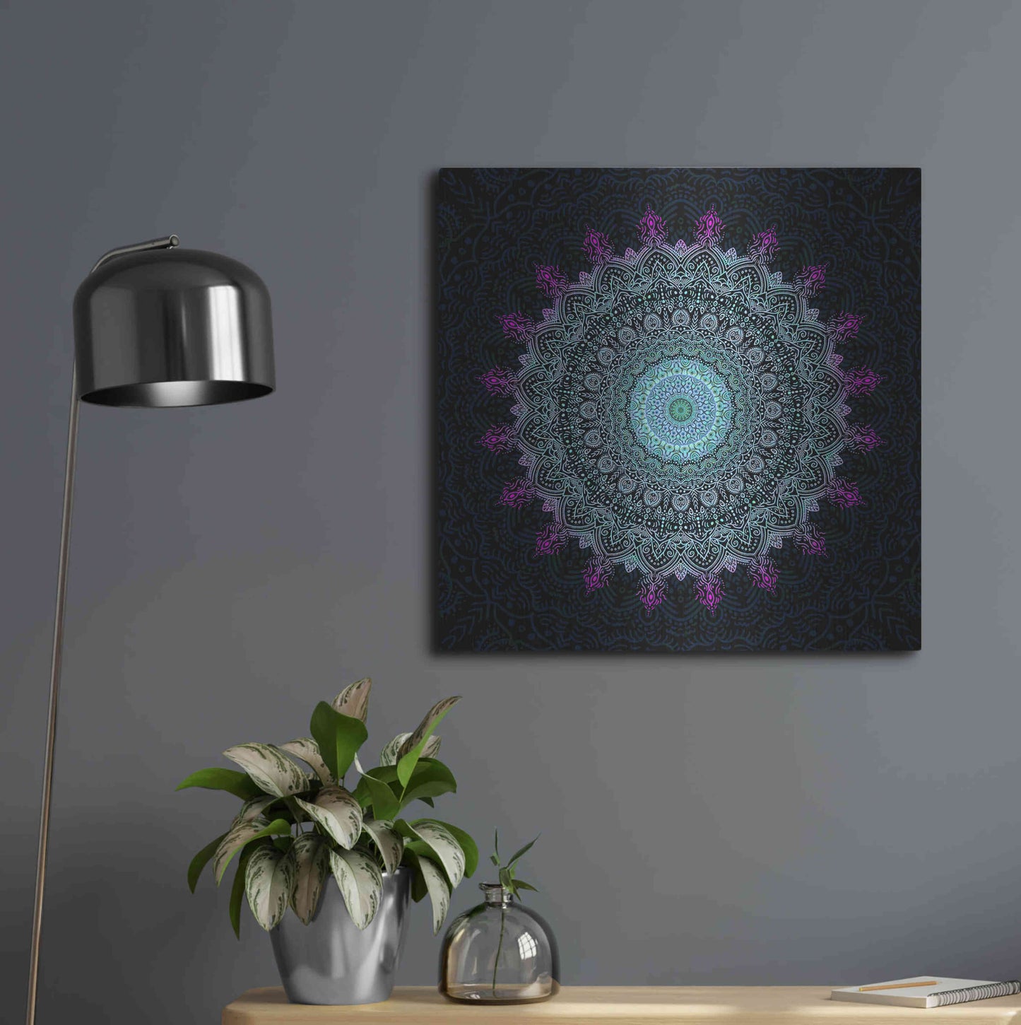 Luxe Metal Art 'Zen Mandala 1' by Cameron Gray, Metal Wall Art,24x24