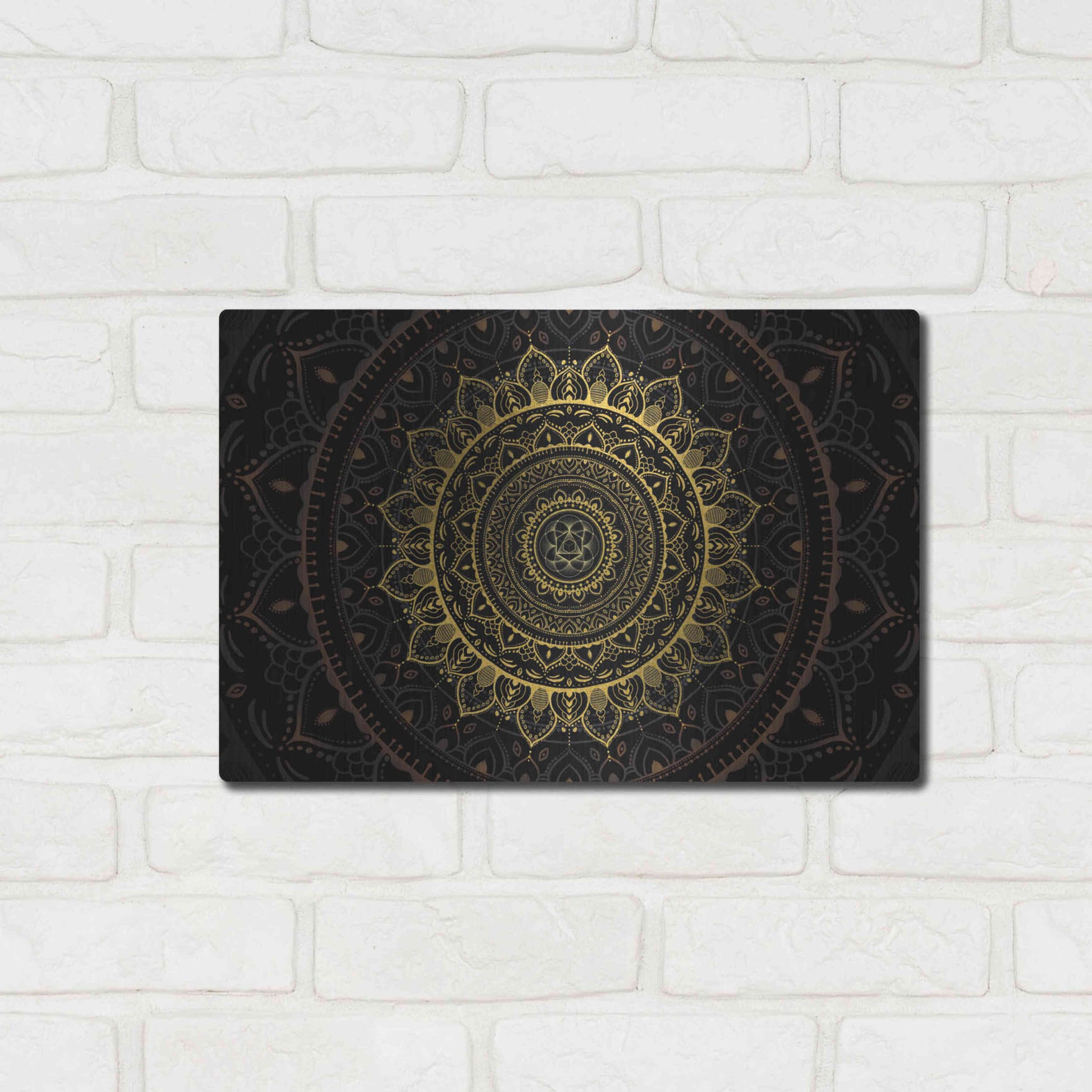 Luxe Metal Art 'Zen Mandala 2' by Cameron Gray, Metal Wall Art,16x12