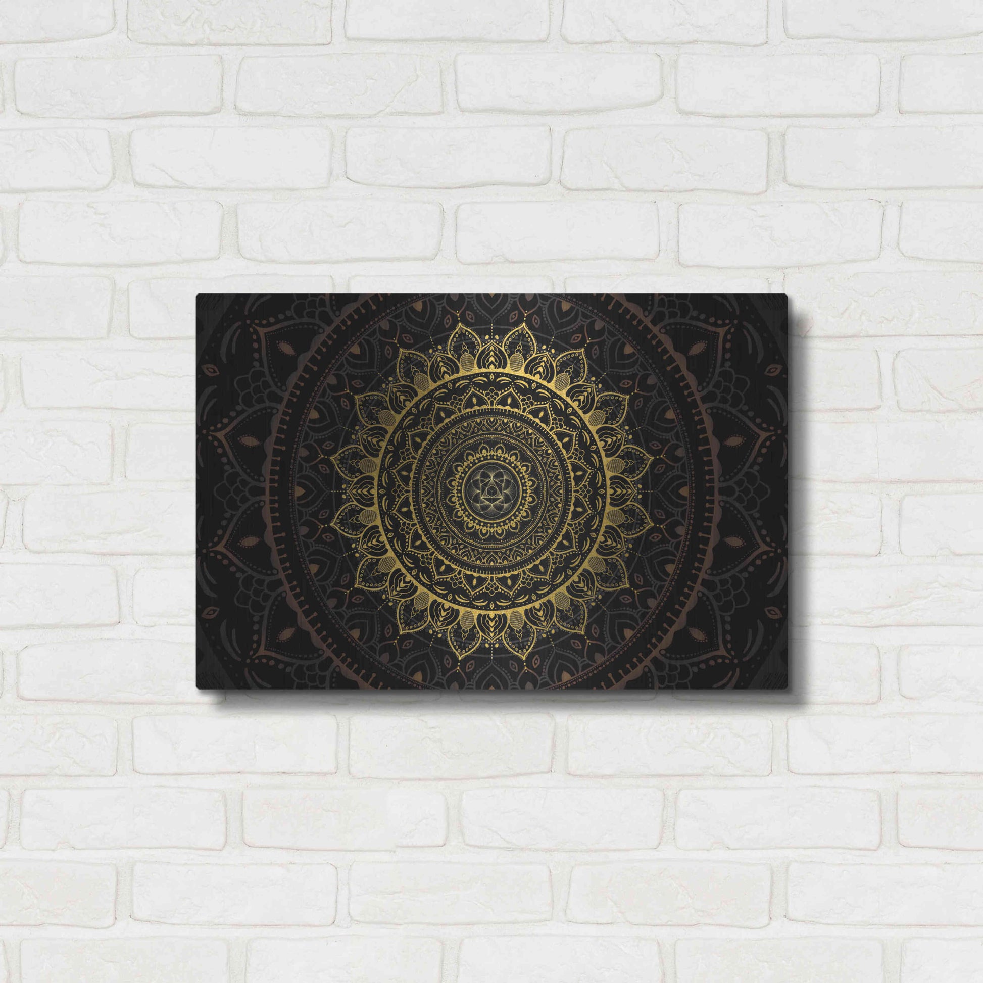 Luxe Metal Art 'Zen Mandala 2' by Cameron Gray, Metal Wall Art,24x16