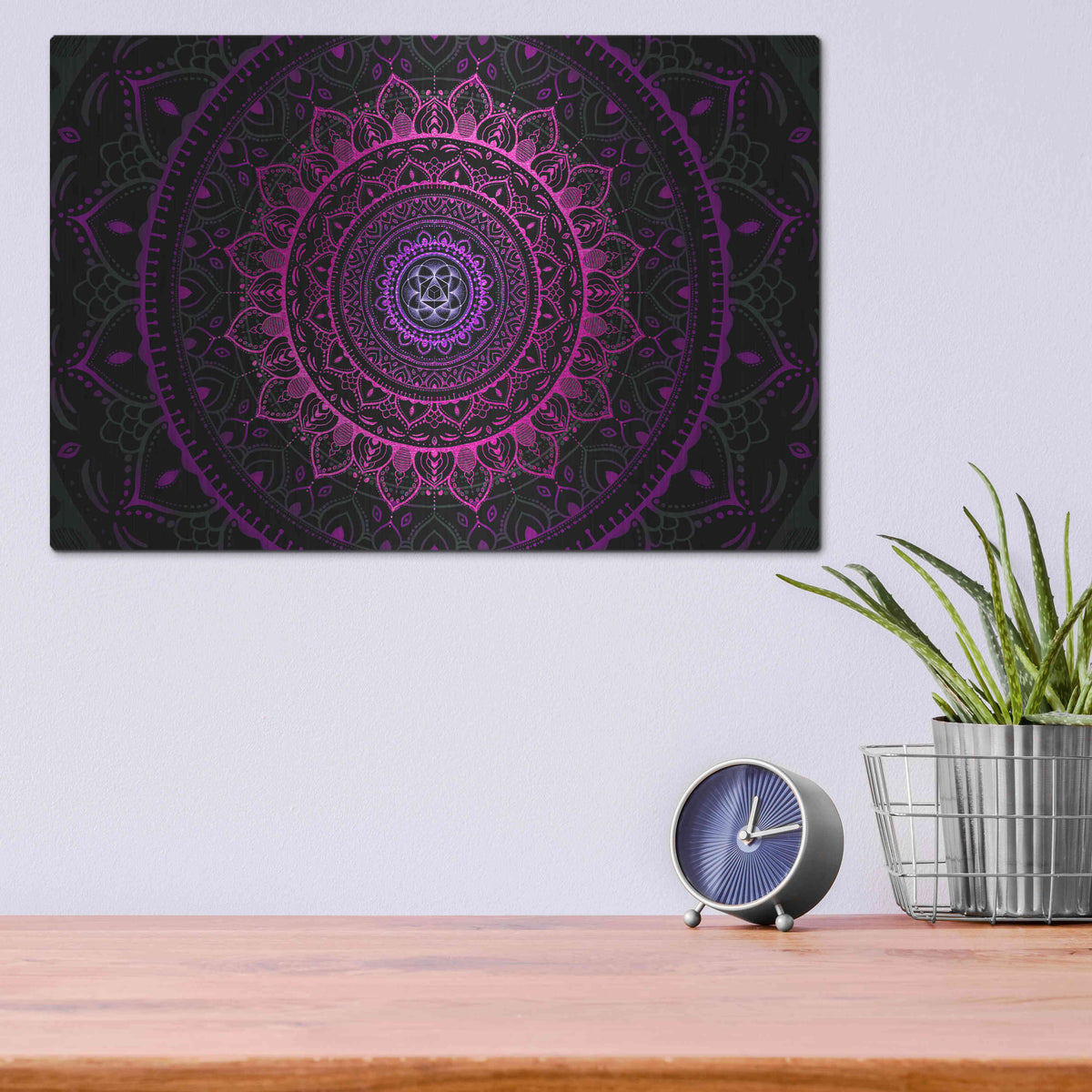 Luxe Metal Art 'Zen Mandala 3' by Cameron Gray, Metal Wall Art,16x12