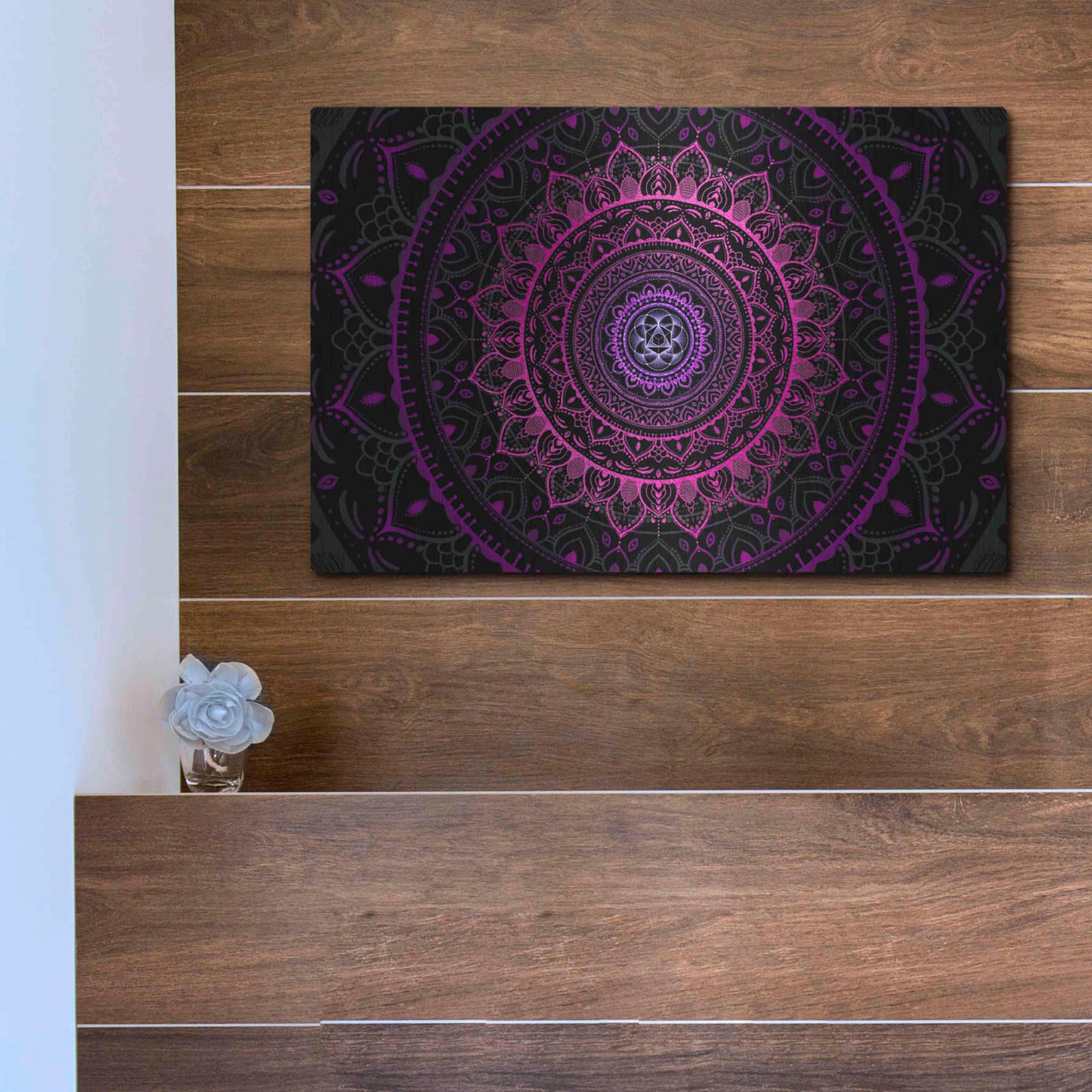 Luxe Metal Art 'Zen Mandala 3' by Cameron Gray, Metal Wall Art,16x12